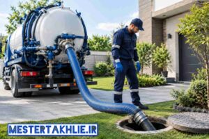 مراحل انجام تخلیه چاه در کیانشهر